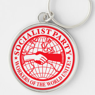 Socialistisk partyUSA logotyp Rund Silverfärgad Nyckelring