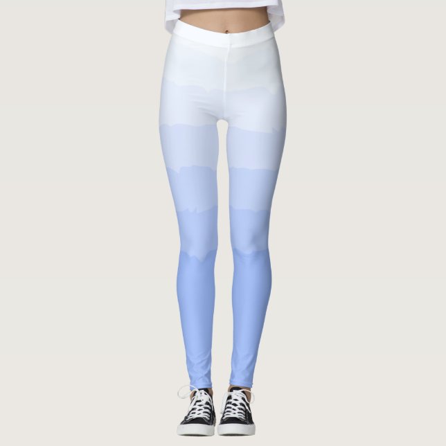 Socialite Blue Graded Ombre Mönster Leggings (Framsida)