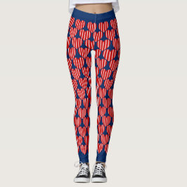 Socialite Blue White Stripe Hearts Mönster Leggings