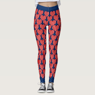 Socialite Blue White Stripe Hearts Mönster Leggings