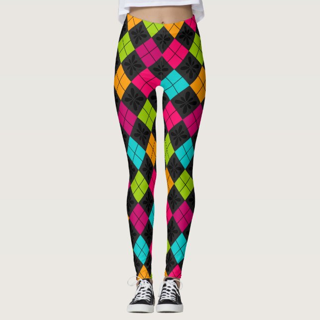 Socialite Colorful Argyle Mönster Leggings (Framsida)