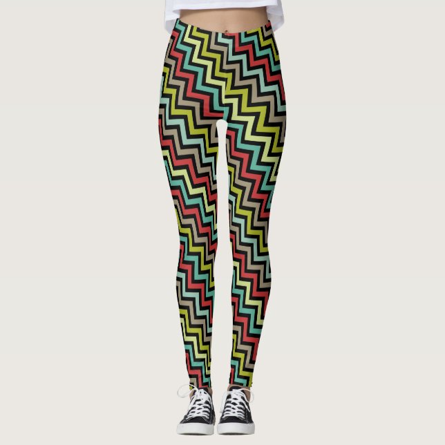 Socialite Colorful Chevron Mönster Leggings (Framsida)