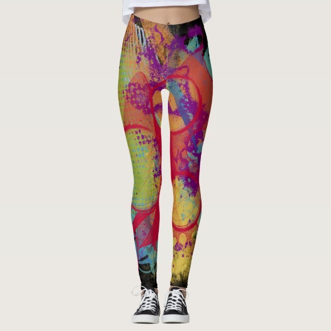 Socialite Colorful Grunge Splatter Leggings (Framsida)