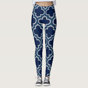 Socialite Moroccan Lattice Teal Grått Mönster Leggings