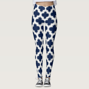 Socialite Moroccan Lattice White Grått Mönster Leggings