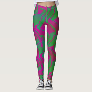 Socialite Oh Min Grönt Rosa Mönster Leggings