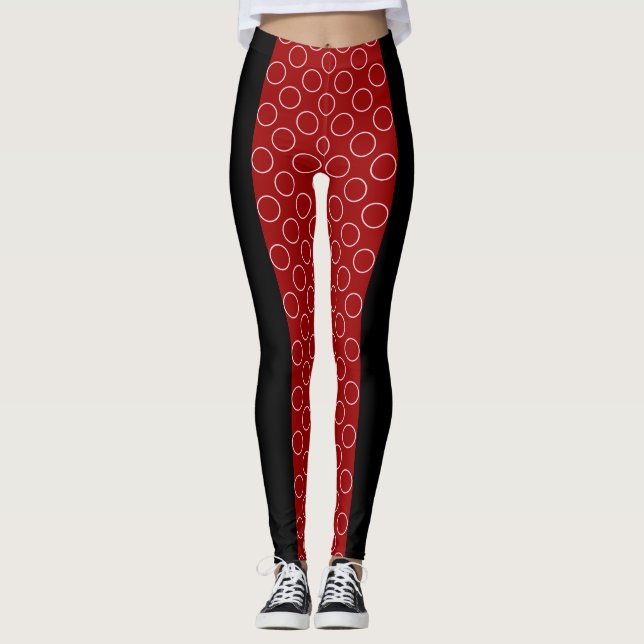 Socialite Red Circles Mönster Leggings (Framsida)