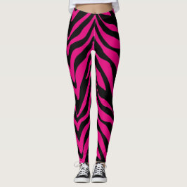 Socialite Shock rosa Zebra ränder Leggings