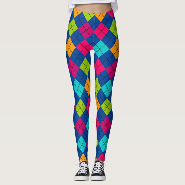 Socialite Stänk i Färg Argyle Mönster Leggings (Framsida)
