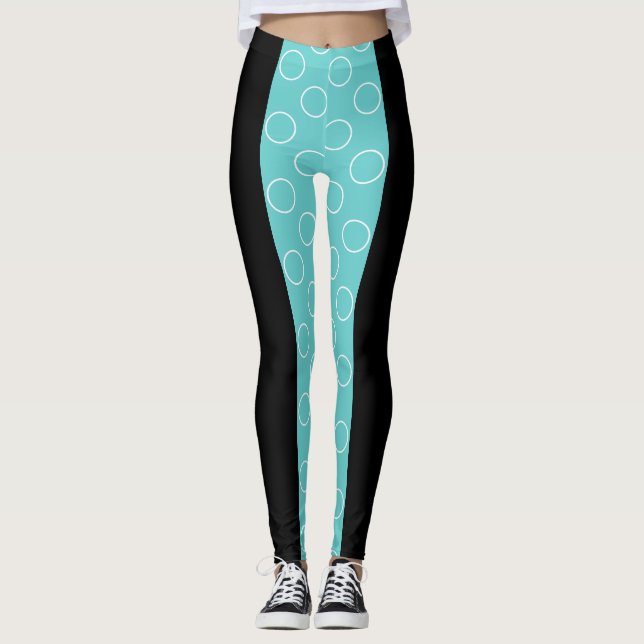 Socialite Turquise Circles Mönster Leggings (Framsida)