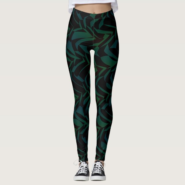 Socialite Vild Tropical Löv Mönster Leggings (Framsida)