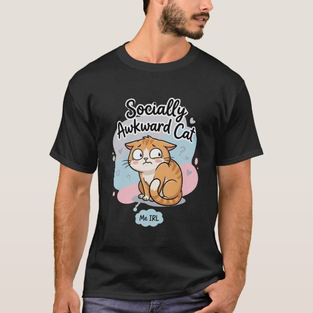 Socially Awkward Cat Tee | Introvert Cat Lover (Framsida)