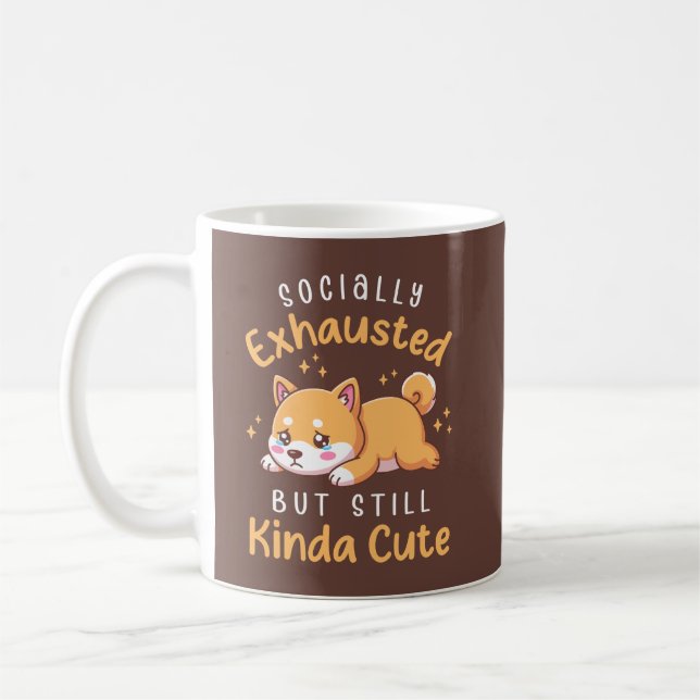 Socially Exhausted But Still Cute - Shiba Inu Kaffemugg (Vänster)