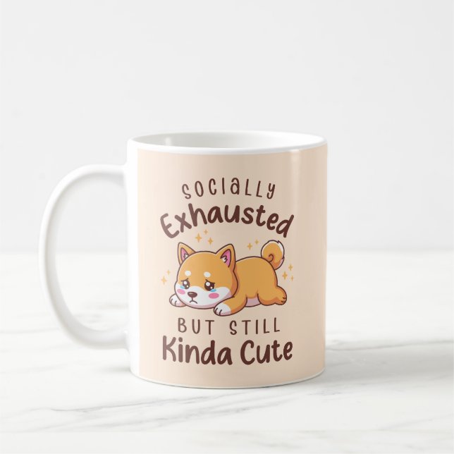 Socially Exhausted But Still Cute - Shiba Inu Kaffemugg (Vänster)