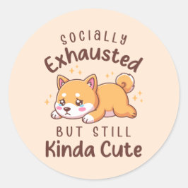 Socially Exhausted But Still Cute - Shiba Inu Runt Klistermärke