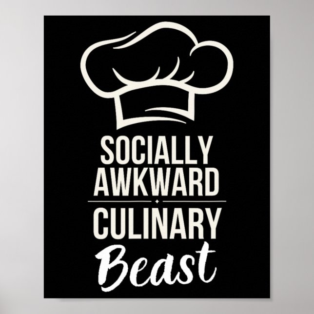 Socialt Awkward Culinary Beast Funny Cook Chef Ki Poster (Framsidan)