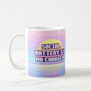Socialt batteri 1%, ingen laddare Neurodivergent M Kaffemugg
