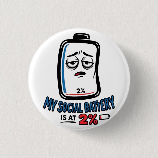 Socialt Batteri 2% - Pinback-knapp Knapp (Framsida)