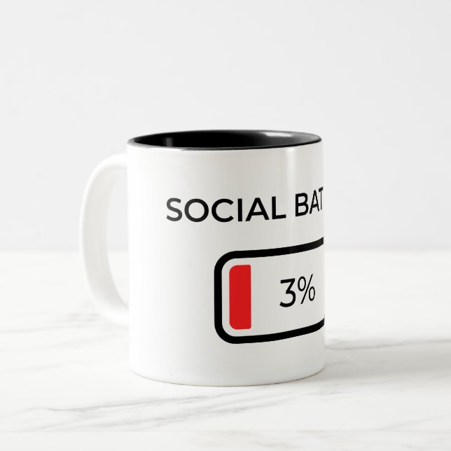 Socialt batteri 3% - Kaffe kopp (Framsida vänster)