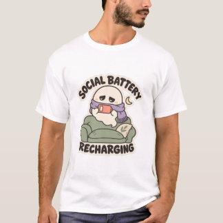 Socialt Batteri Återladdning Mysig Introvert Spöke T Shirt