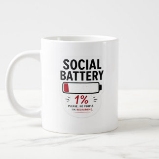 Socialt Batteri Låg Specialmugg | Rolig Introvert Jumbo Mugg