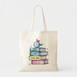Socialt Batteri Lågt Bok Högt Tote Bag Rolig Int Tygkasse