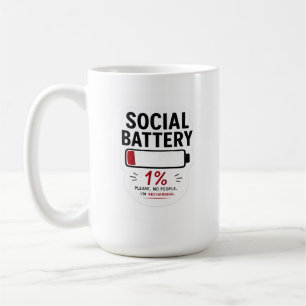 Socialt Batteri Lågt Klassisk Mugg Rolig Introvert