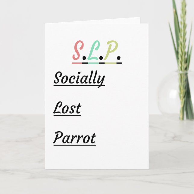Socialt Borttappad Parrot | Humous SLP Gift Kort (Framsida)