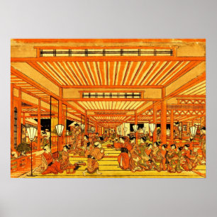 Socialt liv i Shin Yoshiwara 1772 Poster