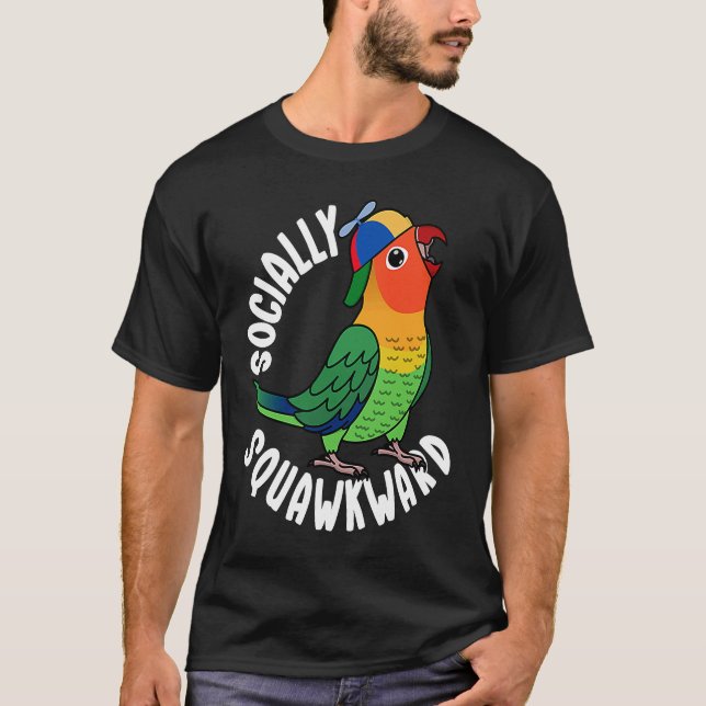 Socialt Squawkward Parrot I Fischers Lovebird T Shirt (Framsida)