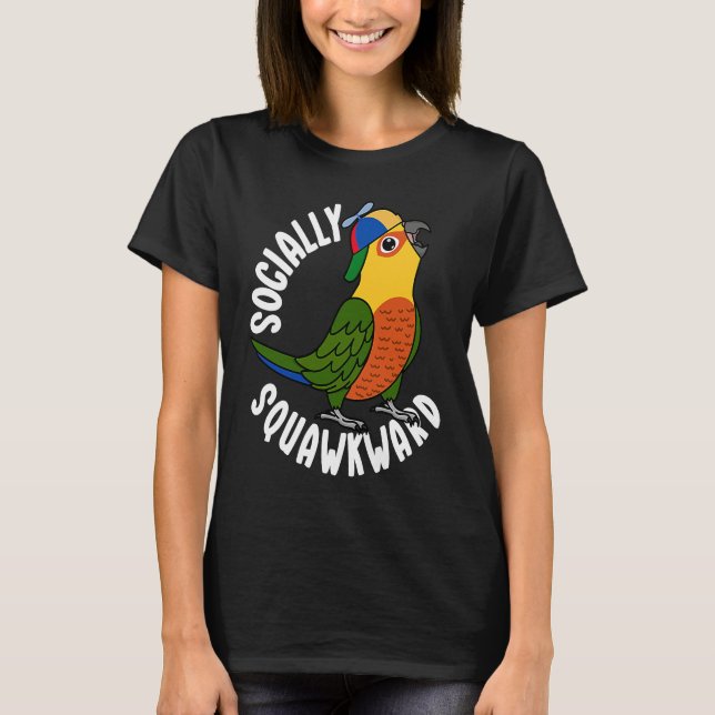 Socialt Squawkward Parrot I Jenday Conure T Shirt (Framsida)