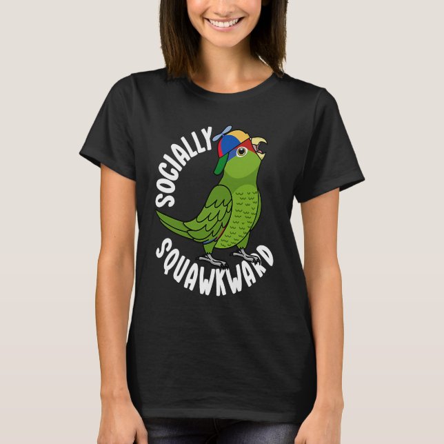 Socialt Squawkward Parrot I Mexikanska Röda under  T Shirt (Framsida)
