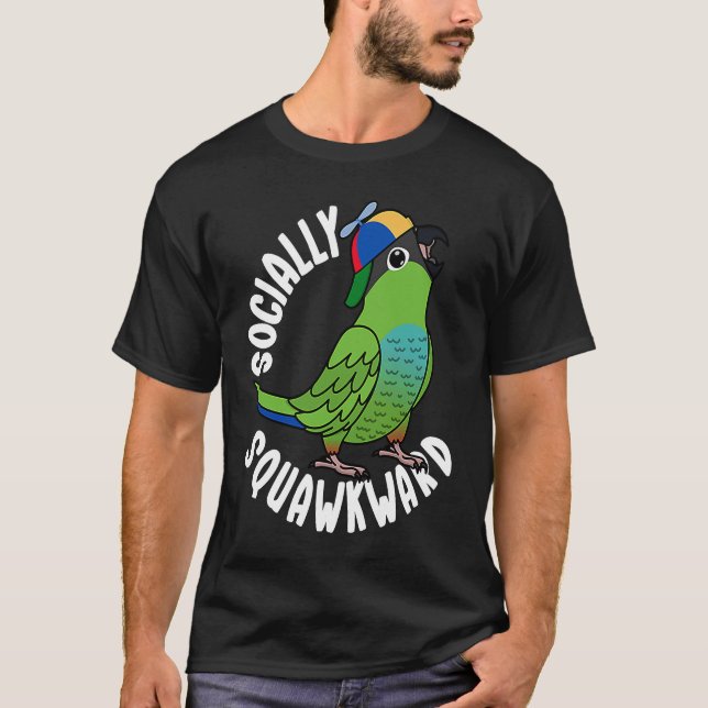 Socialt Squawkward Parrot I Nanday Conure T Shirt (Framsida)