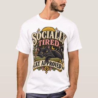 Socialt Trött Katt Godkänd Vintage T-Shirt
