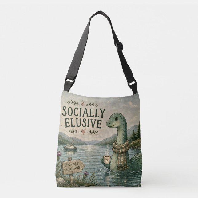 Socialt undvikande Nessie mysig kryptid Loch Ness Axelväska (Framsida)