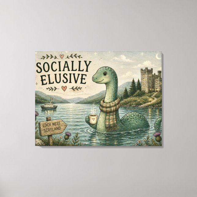 Socialt undvikande Nessie mysig kryptid Loch Ness Canvastryck (Framsida)