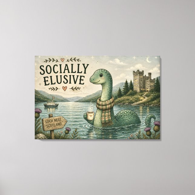 Socialt undvikande Nessie mysig kryptid Loch Ness Canvastryck (Framsida)