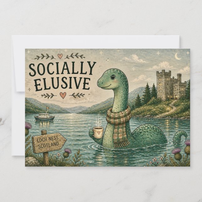 Socialt undvikande Nessie mysig kryptid Loch Ness Inbjudningar (Framsida)