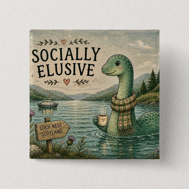 Socialt undvikande Nessie mysig kryptid Loch Ness Knapp (Framsida)