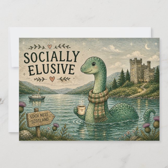 Socialt undvikande Nessie Mysig Kryptid Loch Ness Kort (Framsida)