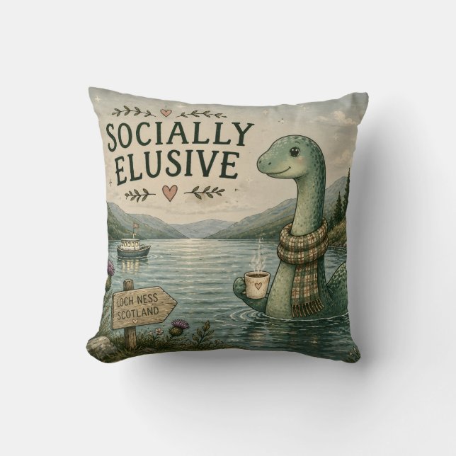 Socialt undvikande Nessie mysig kryptid Loch Ness Kudde (Framsida)