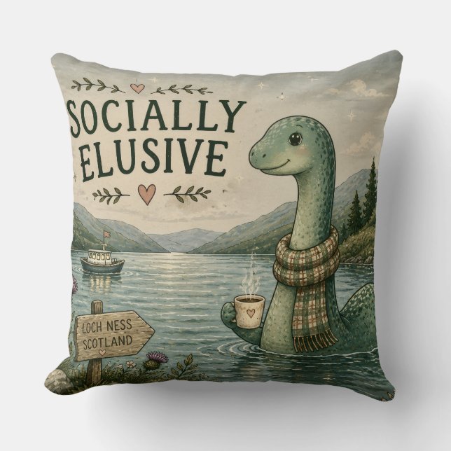 Socialt undvikande Nessie mysig kryptid Loch Ness Kudde (Framsida)