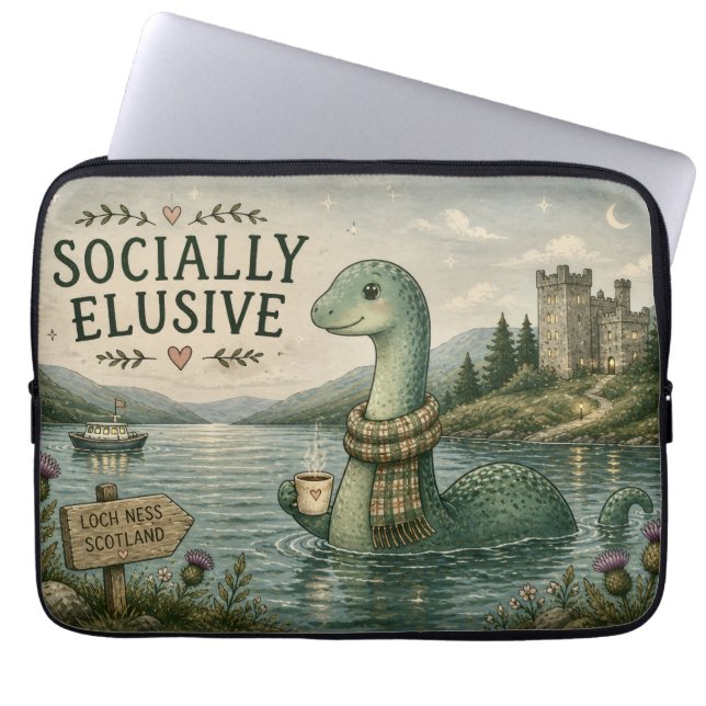 Socialt undvikande Nessie mysig kryptid Loch Ness Laptop Fodral (Framsidan)