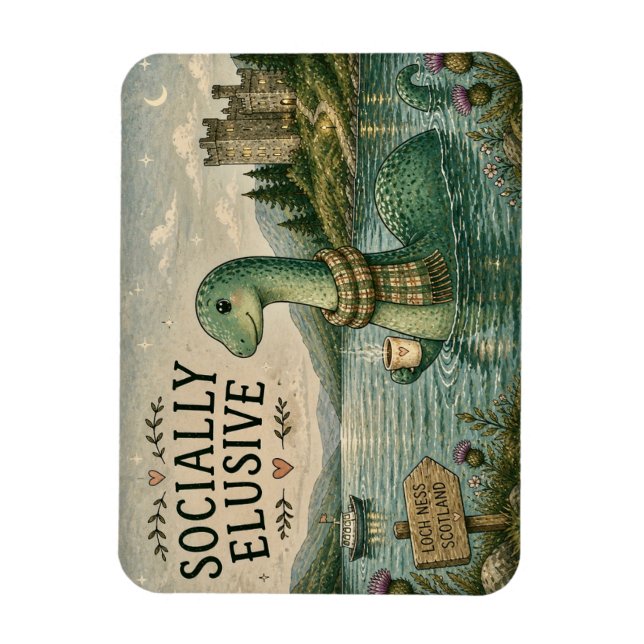 Socialt undvikande Nessie mysig kryptid Loch Ness Magnet (Vertikal)