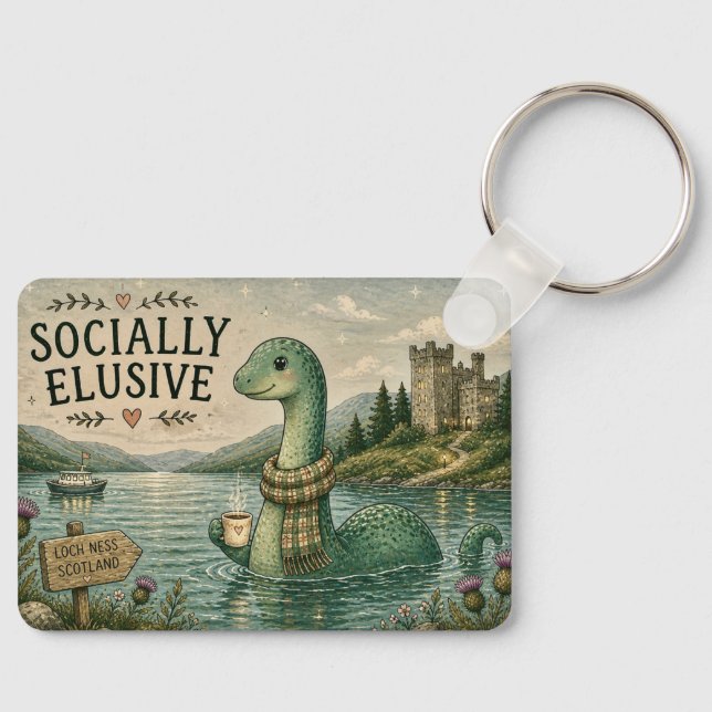 Socialt undvikande Nessie mysig kryptid Loch Ness Nyckelring (Framsida)
