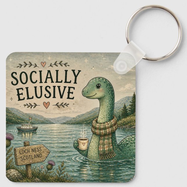 Socialt undvikande Nessie mysig kryptid Loch Ness Nyckelring (Baksida)