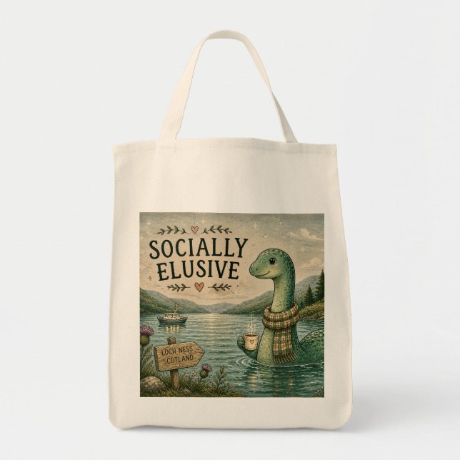Socialt undvikande Nessie mysig kryptid Loch Ness Tygkasse (Framsidan)