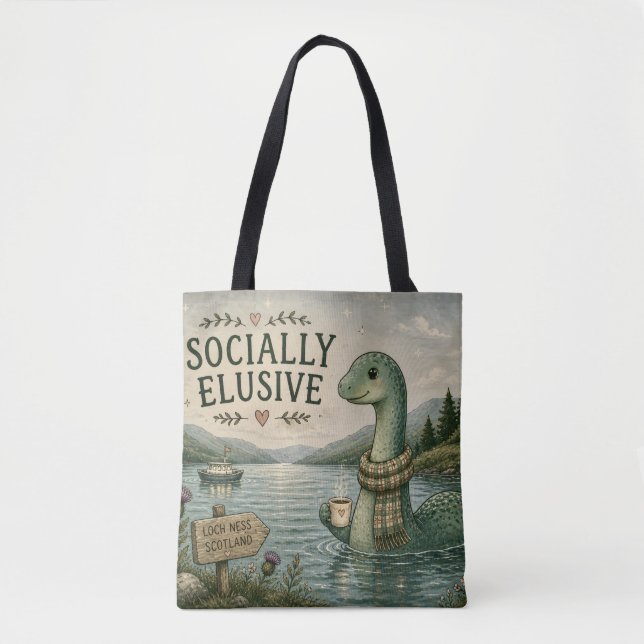 Socialt undvikande Nessie mysig kryptid Loch Ness Tygkasse (Framsida)