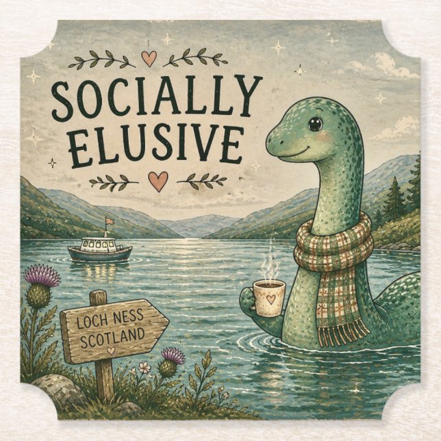 Socialt undvikande Nessie mysig kryptid Loch Ness Underlägg Papper (Framsida)