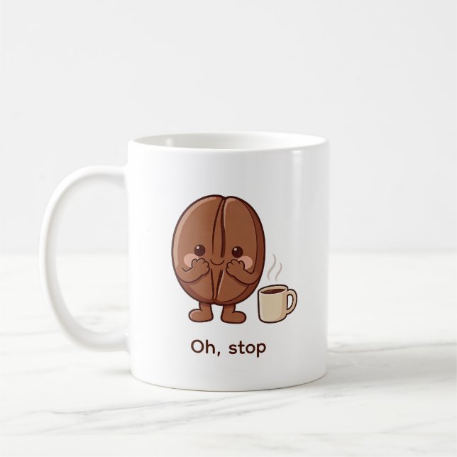 Socialt Upphetsad Söt Kaffeböna Karaktär Kaffemugg (Vänster)